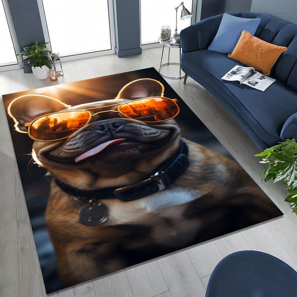 New French Bulldogs Pit Bull Dogs Rug for Bedroom Living Room Sofa Home Doormat Decor, Large Kids Play Non-slip Floor Mat