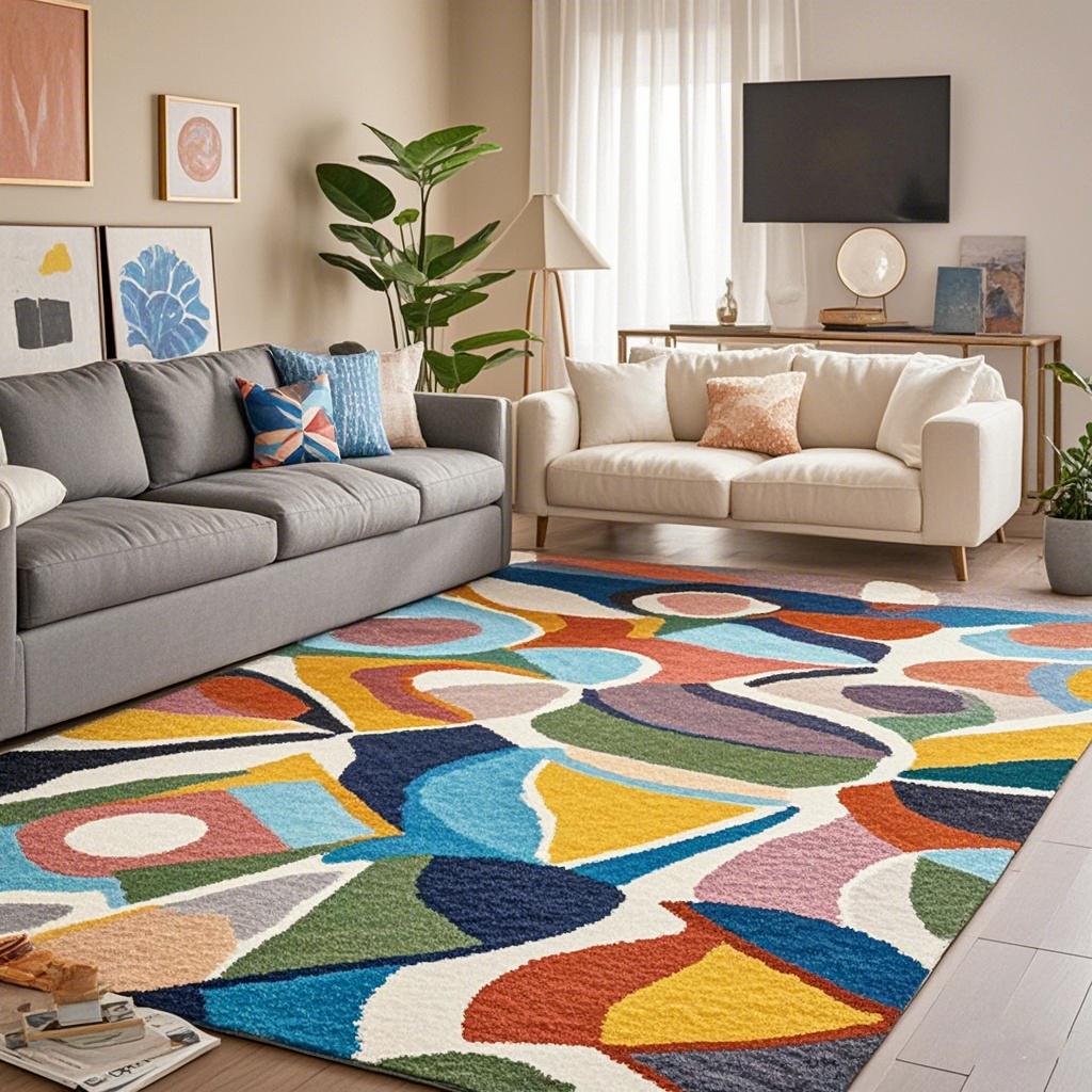 Modern Colorful Carpet for Living Room Non-slip Cute Room Décor Abstract Style Lounge Rug Washable Mat for Children Room Tapis