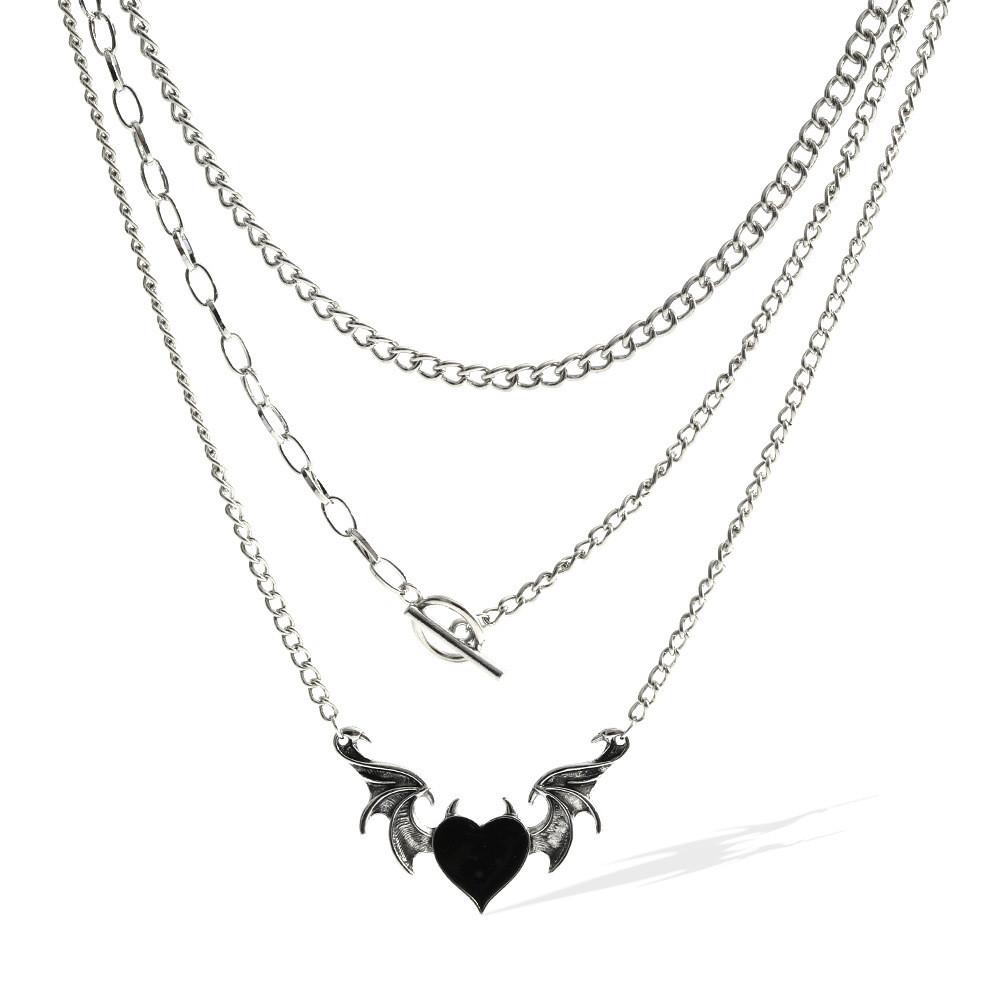 Trendsetting Geometric Heart And Wing Necklace Unique Alloy Jewelry For Women