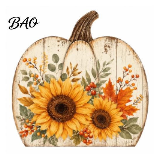 Rustic Wood Craft Decor Thanksgiving Fall Pumpkin Table Decoration, Block Wooden Sign, Autumn Vintage Gift for Home Farmhouse Tabletop Centerpiece