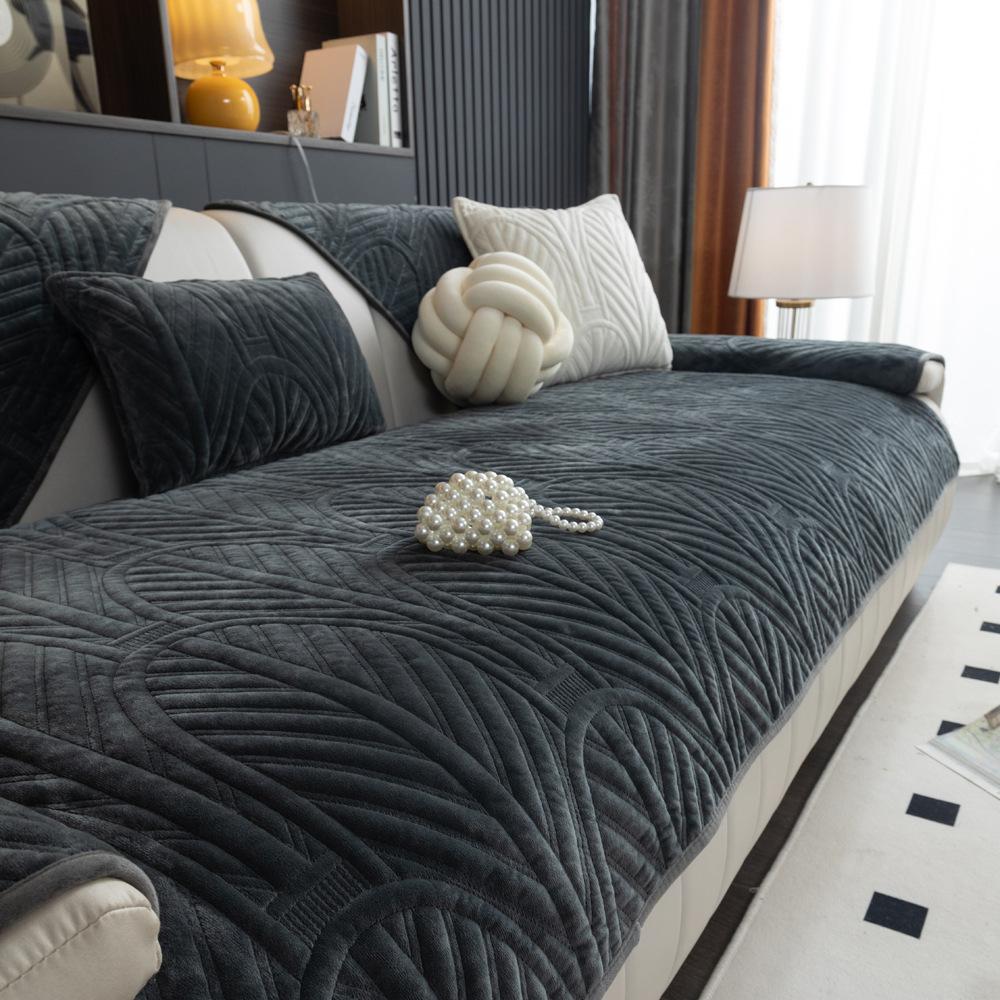 Winter Milk Fiber Sofa Cushion Four Seasons Universal Leather Non-Slip Seat Cushions Exclusive Cover Cloth Cover Cover