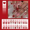 European Leopard Print 3D Cherry Blossom Long False Nails with Detachable Tips