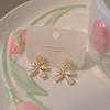 Xiaoxiangfeng Pearl Love Earrings Niche Design Sense Bow Stud Earrings Women's Summer Temperament Simple Earrings