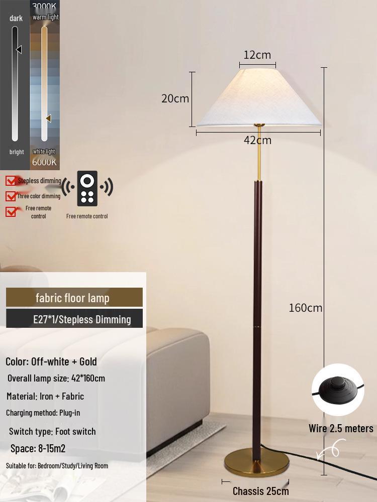 Modern Minimalist Floor Lamp: High-End Fabric Standing Light for Living Room, Study, or Bedroom.