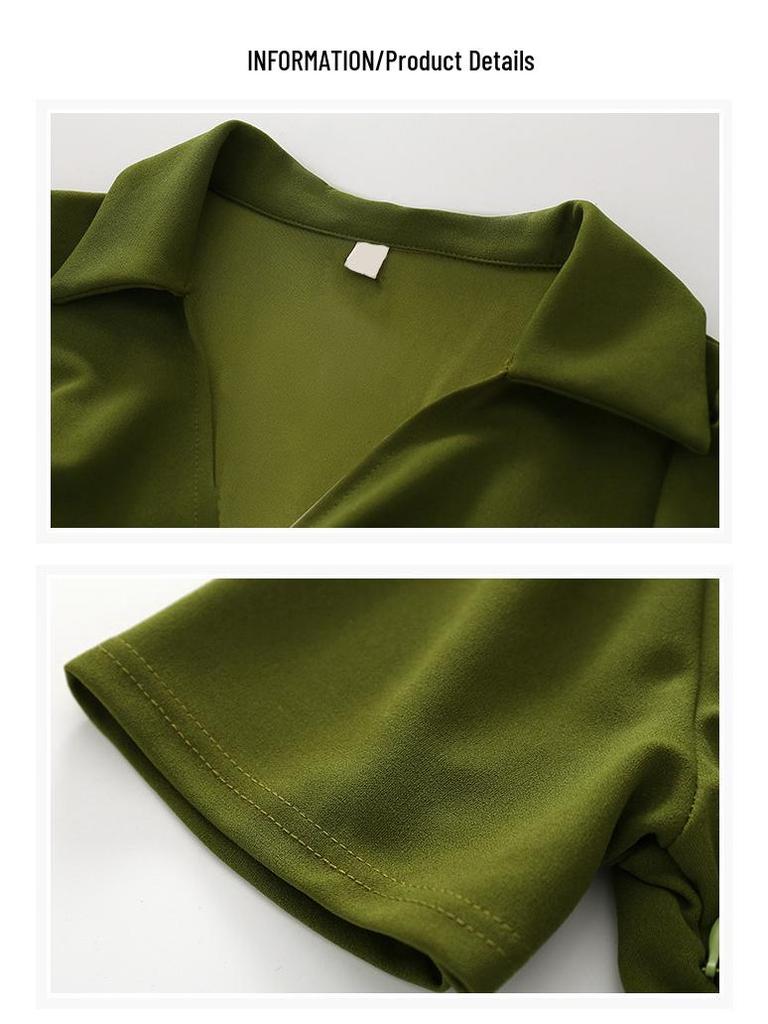 Plus Size Waist-Cinched Slimming Skirt for Women - French Style Summer Polo Dress