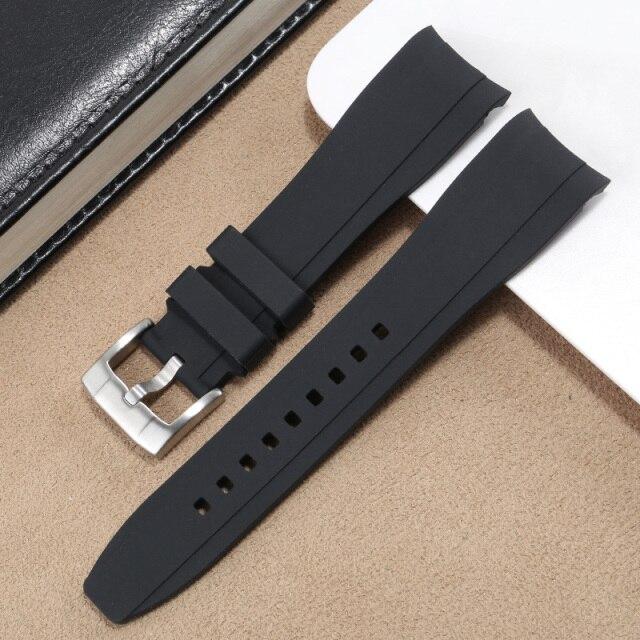 

Мягкий силиконовый ремешок для часов с дуговым интерфейсом 18, 20, 22 мм, водонепроницаемый резиновый ремешок для мужчин и женщин, брендовый универсальный браслет, серый, зеленый 20mm чёрный