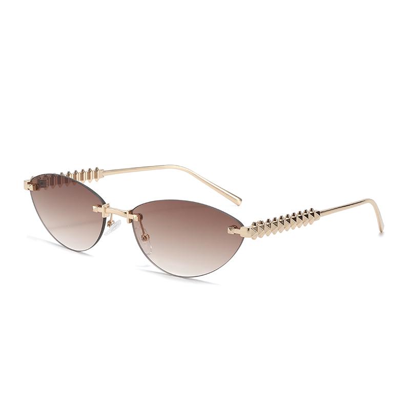 Cat Eye Fashion Rimless Design Sunglasses Female Brand Metal Sun Glasses Outdoors Casual Vacation Eyewear