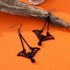 A Pair of Women's Earrings, Halloween Bat Exaggerated Dark Earrings and Jewelry, Suitable for Halloween Wear