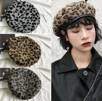Leopardie Baretky Teplá Zimná Dámska Baretka Pletená Háčkovaná Čiapka Lyžiarska Čiapka Módne Dámske Čiapky Doplnky