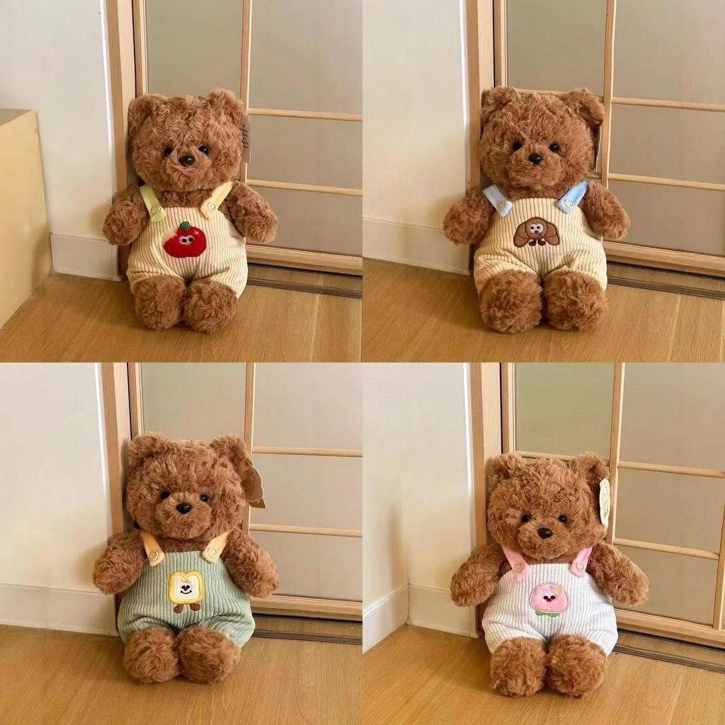 Plush Bear Teddy Toy With Overalls Soft Stuffed Animal Gift For Children