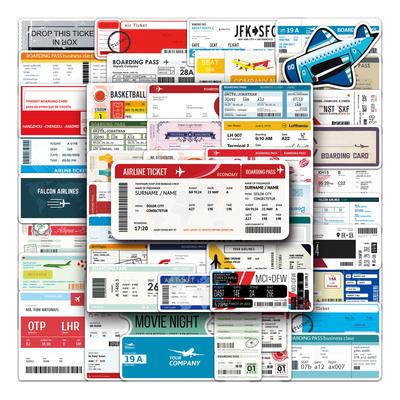 52 Ins Wind Boarding Pass Air Ticket Suitcase Travel Box Scooter Car Cartoon Graffiti Motorcycle Sticker