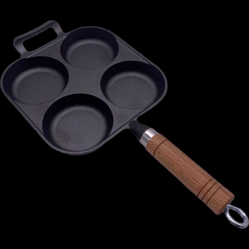 ZISIZ Cast Iron 4-Hole Egg Frying Pan