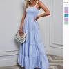 2024 Spring/Summer European & American Women's Sexy Striped Waist-cinching Sling Dress
