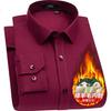 FIRS Wool Lined Warm Shirt Men Pure Cotton Wrinkle-Free Thickened Business Shirt Red Warm 40