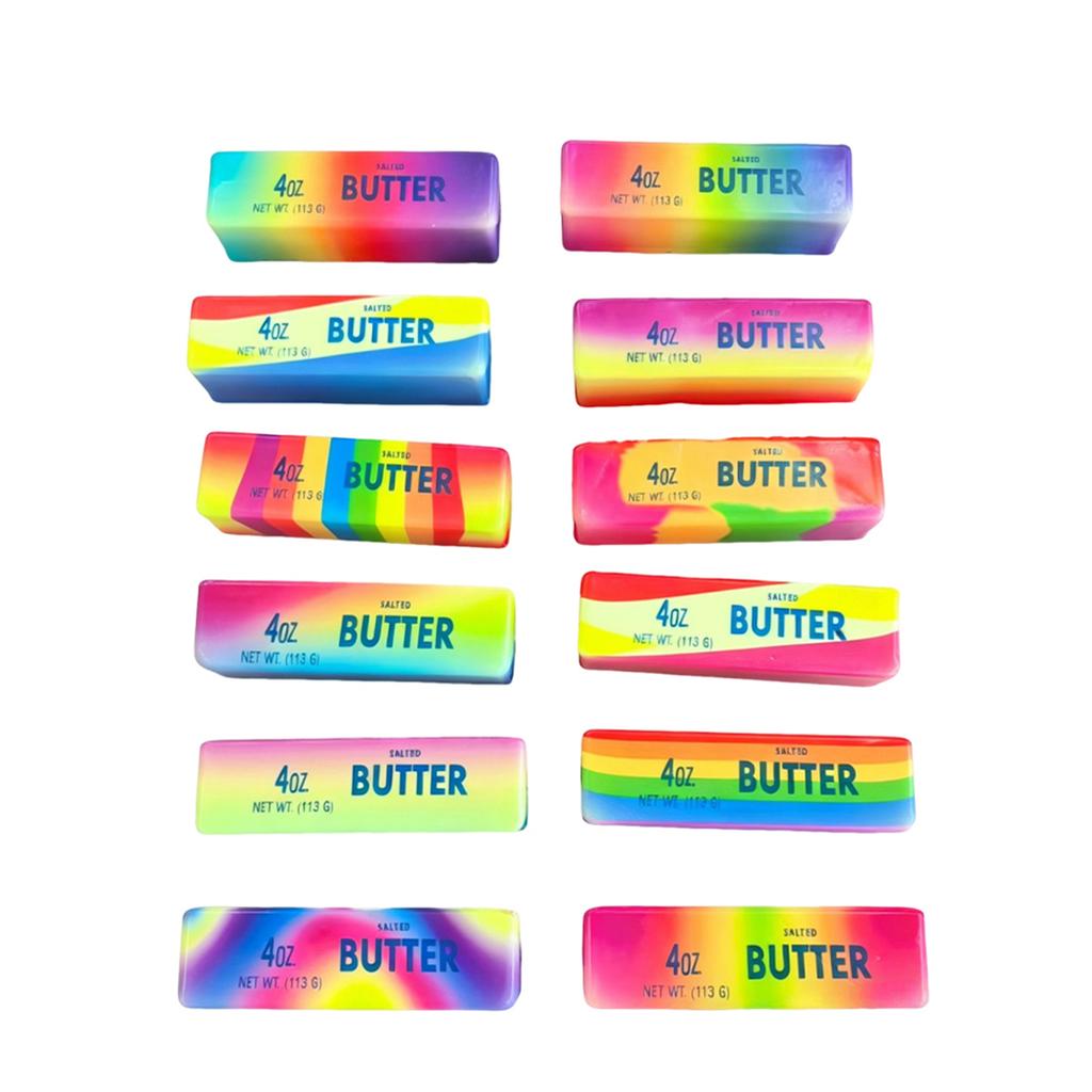 12pc Soft Butter Stick Set Slow Rebound Squishy Stress Relief Toy Pack Assorted Designs Variety Collection
