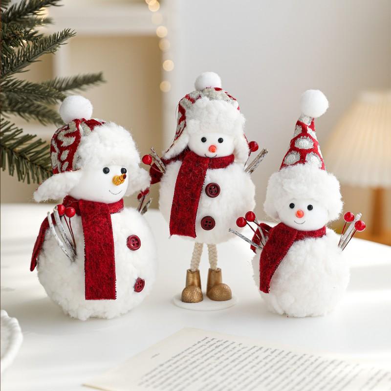 Plush Foam Snowman Figurine Christmas Desktop Decor Cute Doll Window Holiday Atmosphere