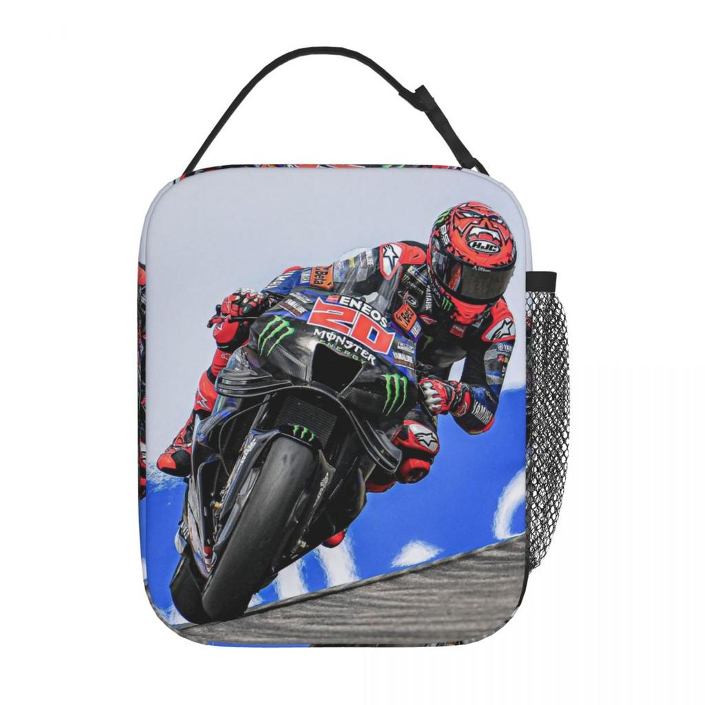 Fabio Quartararo French Motorcycle Racer Insulated Lunch Bag for Women Children Portable Food Boxes Thermal Lunch Box Tote