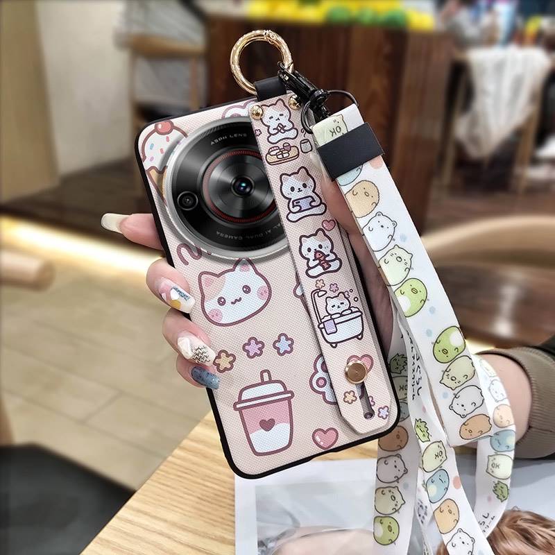 Cute Durable Phone Case For ZTE Blade A75 5G/Nubia Focus 5G/Calf 5G Cartoon Anti-knock Soft Case Ring Protective Lanyard
