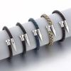 Men's Leather Magnetic Clasp Bracelet with Stainless Steel Nails