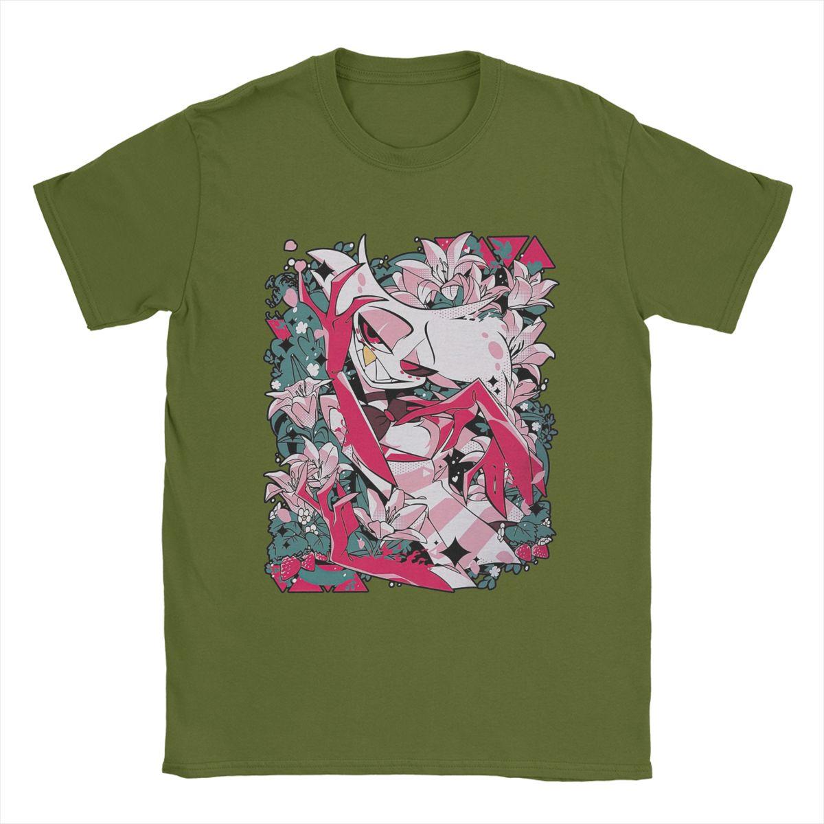 

Fashion Hazbins Hotels Angel Dust Spring T-Shirt Men O Neck Pure Cotton T Shirt Short Sleeve Tees Plus Size Clothes 4XL