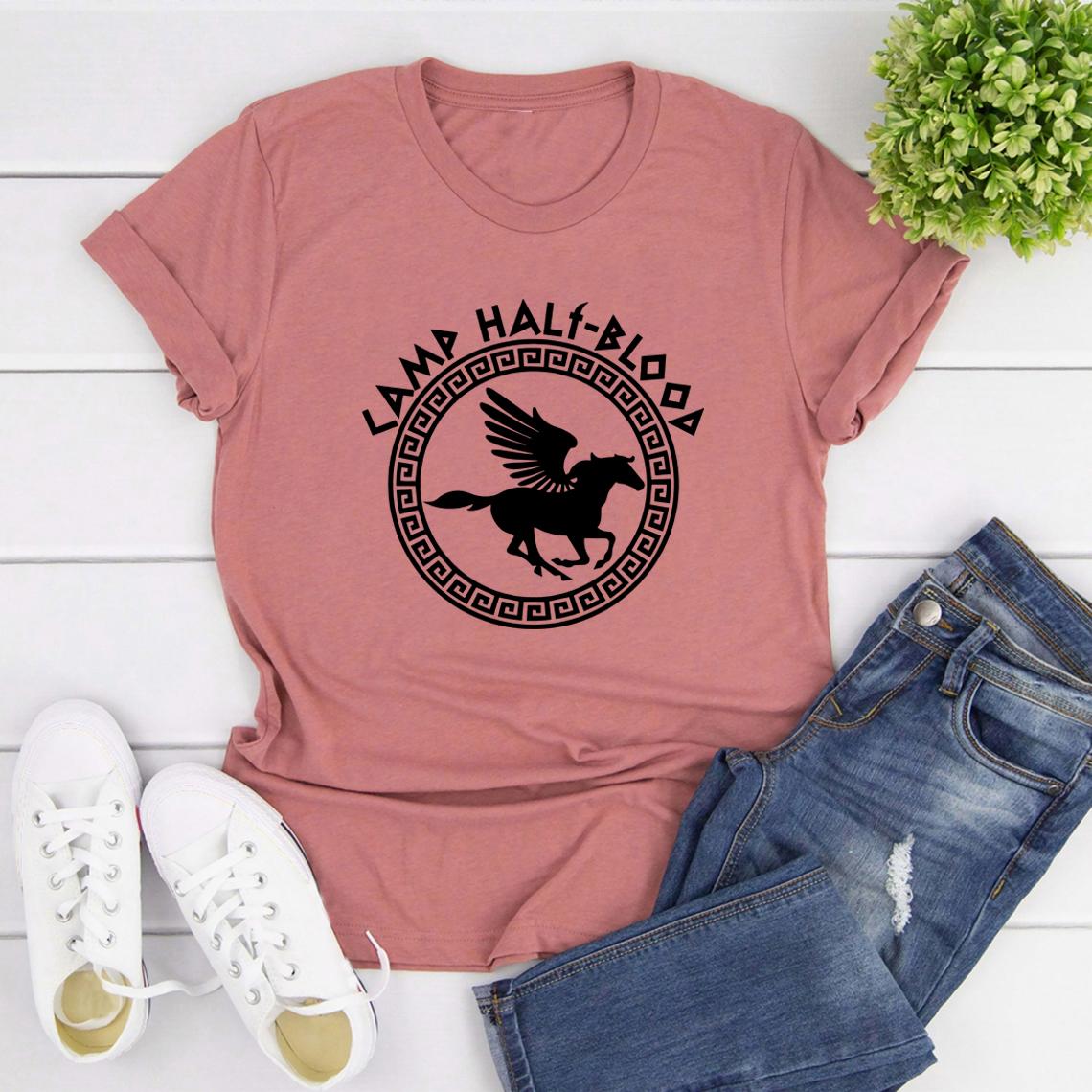 

Camp Half Blood T Shirts Fall Training Camp Game Tshirt Halloween Magical Gift Unisex Short Sleeve Tshirts Casual Harajuku Tees L