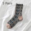 5 Pairs of Ladies Autumn and Winter New Style All Match National Wind Tube Socks