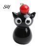 Glass Mini Black Cat Miniature Tiny Colored Ornament Cute Animals Kitty Figurine for Desktop Bookshelf Fairy Garden Micro Landscape Decor Animal Party