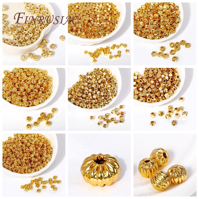 4MM 18K Gold Plated Brass Roundel Stripe Spacer Beads,Loose Beads Separators DIY Bracelet/Necklace Making Supplies Wholesale