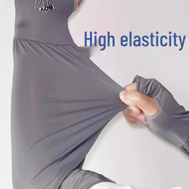 Herren Extra Lange Eisseide Sonnenschutz Armstulpen - Übergröße, Lockere Passform, Anti-UV