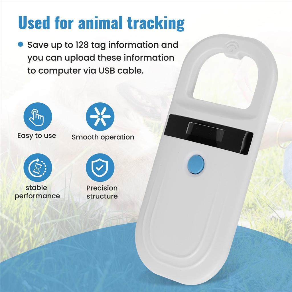 Reader RFID 134.2Khz, Pet ID Scanner with 0.91 Inch High Brightness OLED Display for Animal Tracking