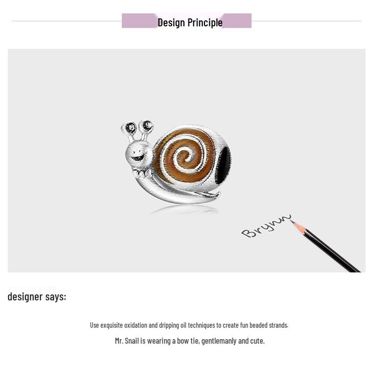 Ziyun Original Niedliche Schnecke Herr. DIY S925 Silber Perlenarmband SCC2064