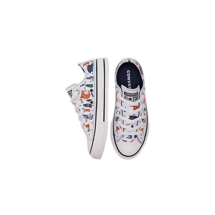 Converse Chuck Taylor All Star Low Top Canvas Shoes Kids Sneakers White Orange Multicolor 672440C