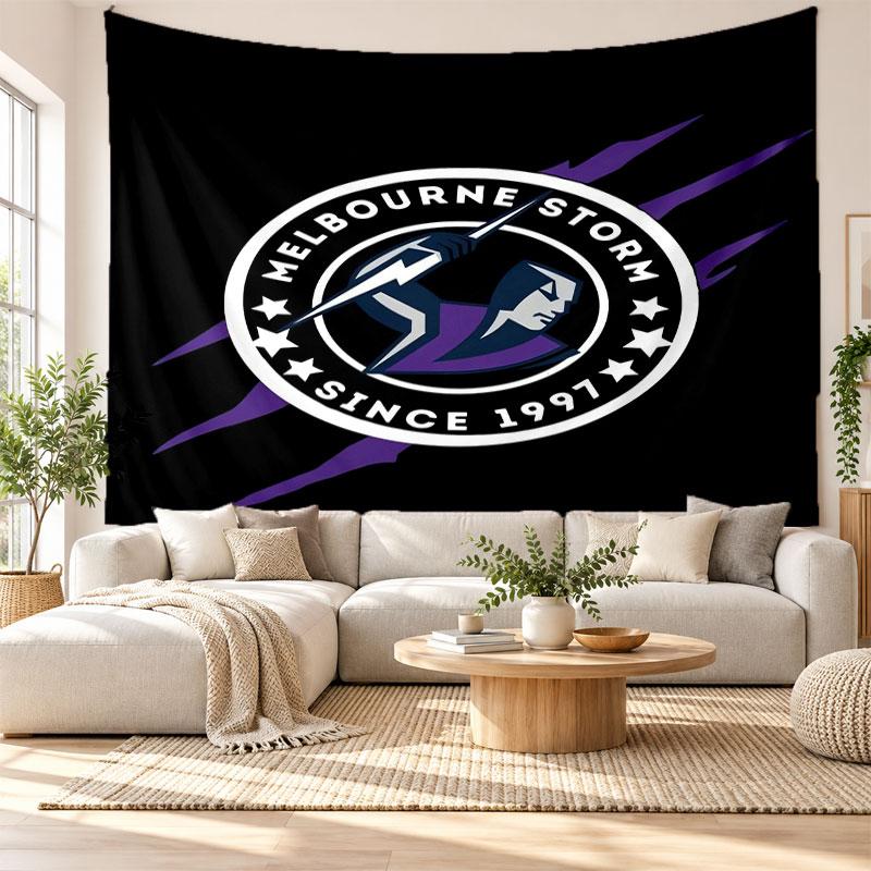 Melbourne Storm Wall Tapestry, Soft Fabric Wall Hanging, Decorative Backdrop For Bedroom Home Wall Art