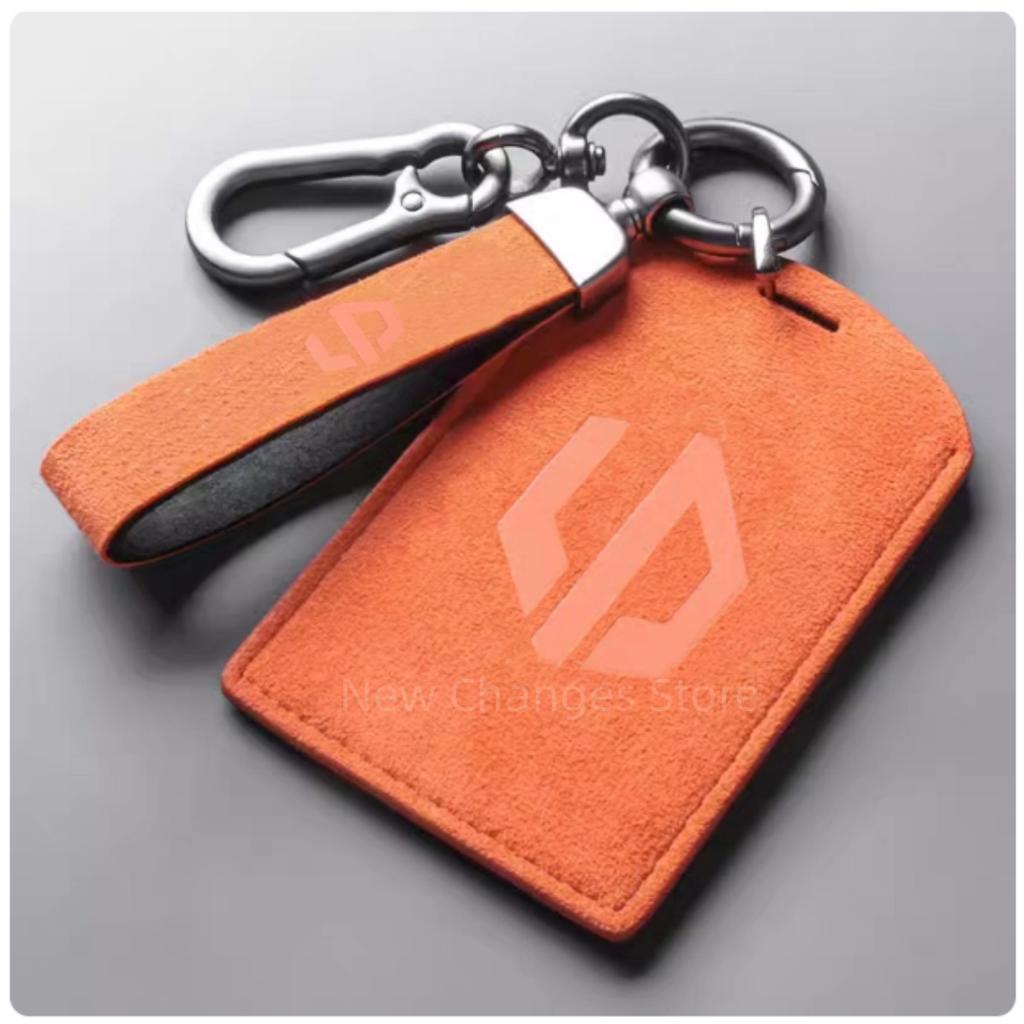 Original Car Color Leather Key Case Cover Fob For Leapmotor B01 B10 Car Keyless Remote Key Card Kit Protector Accessorie