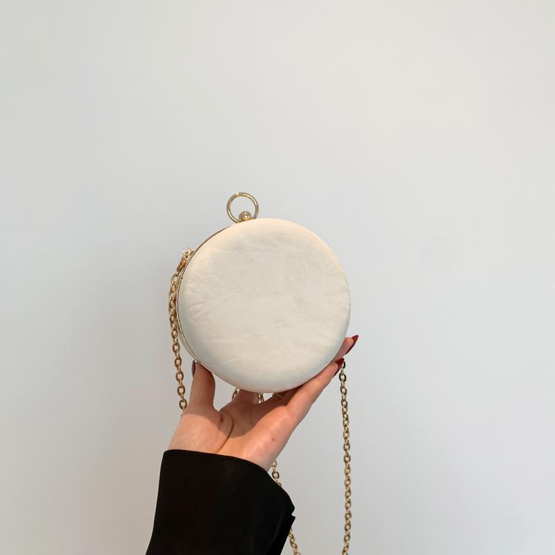 Chic Round Chain Shoulder Bag For Women 2024 Spring Trendy Small Purse