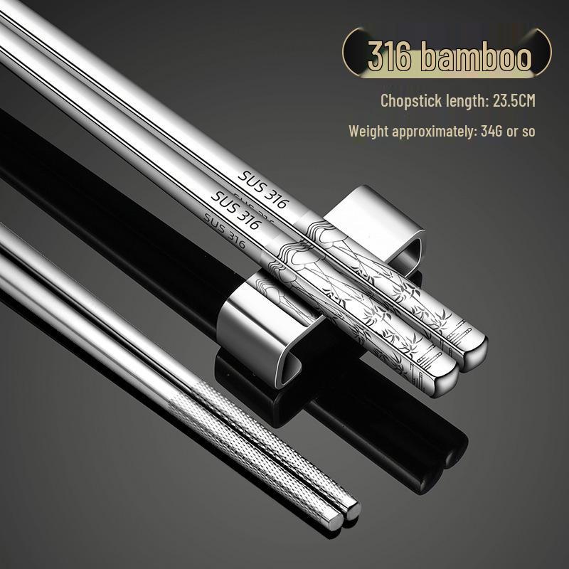 316 Stainless Steel Non-Slip Heat-Resistant Square Chopsticks