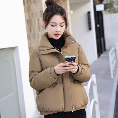 Women's Winter Short Cotton Padded Jacket Fashionable Korean Style Slim-Fit Loose Stand-Collar Cotton Coat