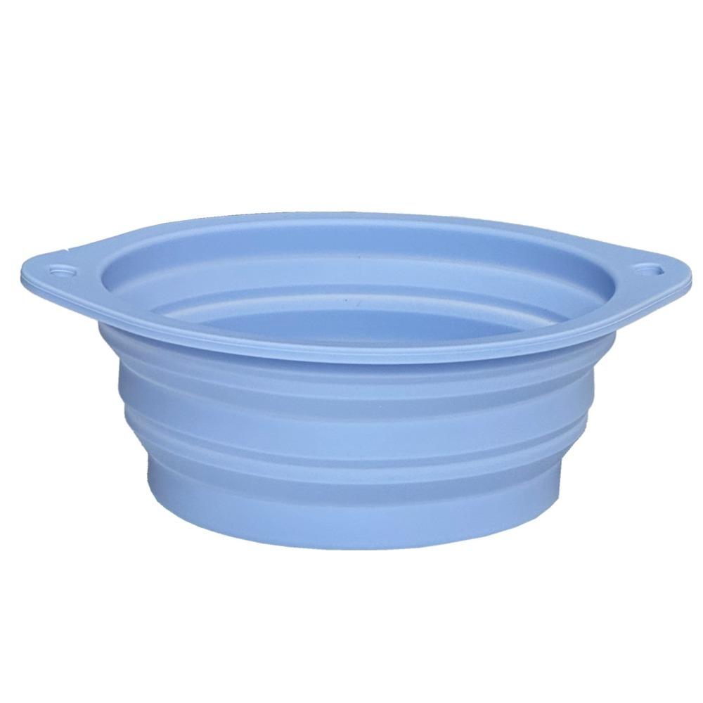 Large Capacity Foldable Silicone Bowl Double Ear Buckle Leak Proof Collapsible Dog Bowl Macaron Color Anti-slip синий