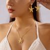 Classic Metal Starfish Stud Earrings for Women Elegant Imitation Pearls Rhinestones Geometric Earrings Necklace Summer Jewelry