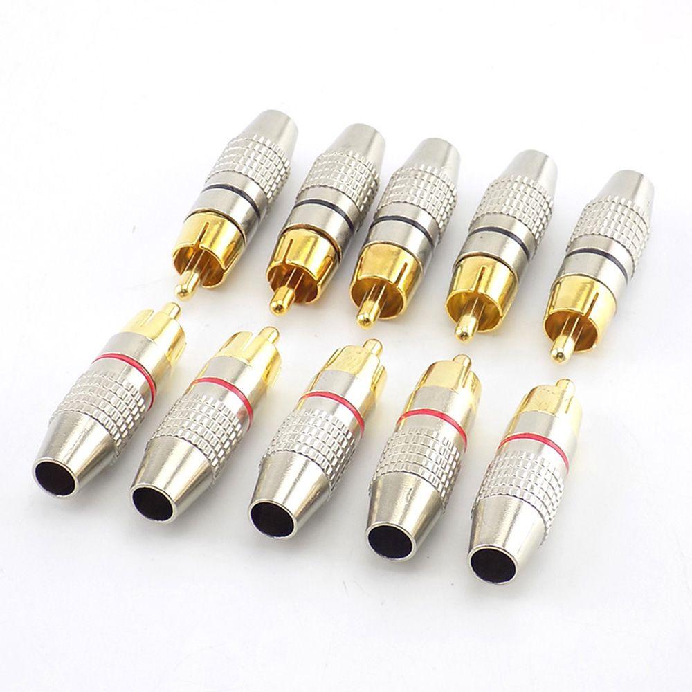 4pcs CCTV Camera Solder-Free Audio Video Cable Connector RCA Male Plug RCA Adapter