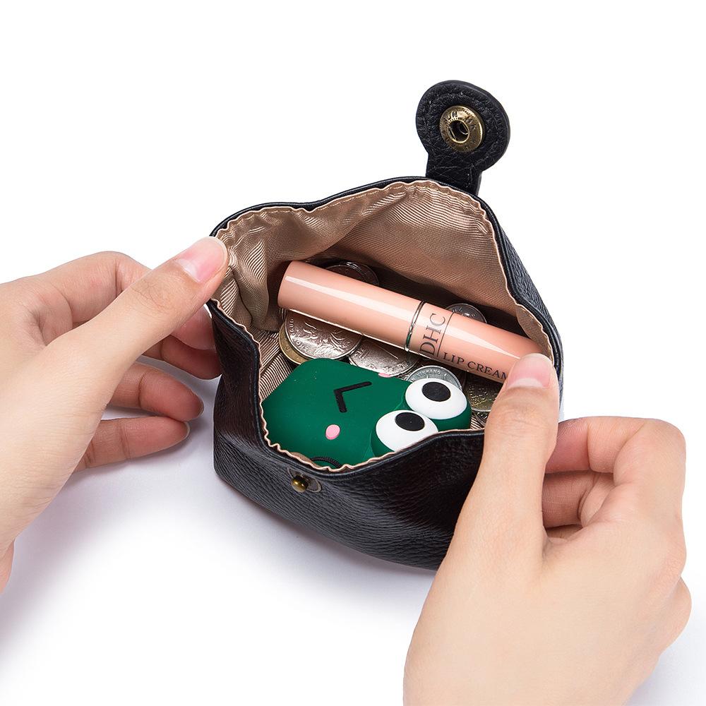 Cute Japanese and Korean change bag, soft cowhide mini, earphone key, women's coin lipstick storage bag, small bean bag.