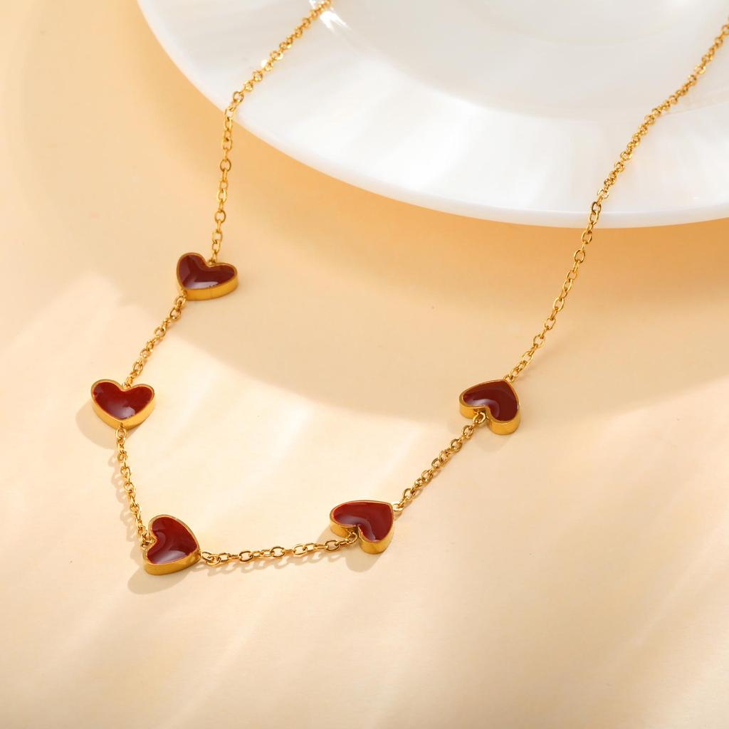 Chic Collana Choker a Cuore per Donna, Collane a Catena Placcate Oro in Acciaio Inossidabile, Gioiello alla Moda Regalo