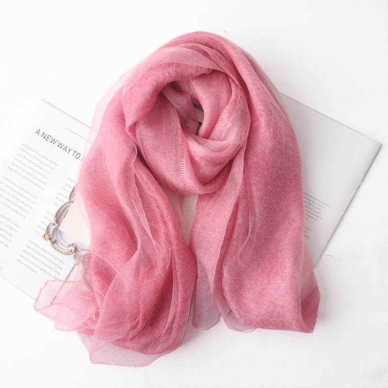 

Spring New Double-layer Thin Silk Wool Fluffy Scarf Autumn and Winter Versatile Fashion Mulberry Shawl Women 180-70cm