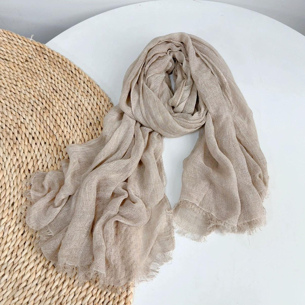 

Retro Solid Color Korean-style Rayon Cotton Scarf Travel Shawl Comfortable Women s Autumn Winter Unisex Long Scarves 80*200cm