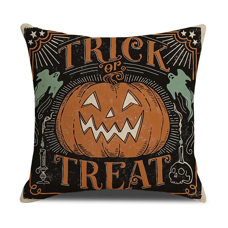 Halloween Funny Pillow Cover Home Living Room Sofa Cushion Printed Linen Fun Cushion Cover