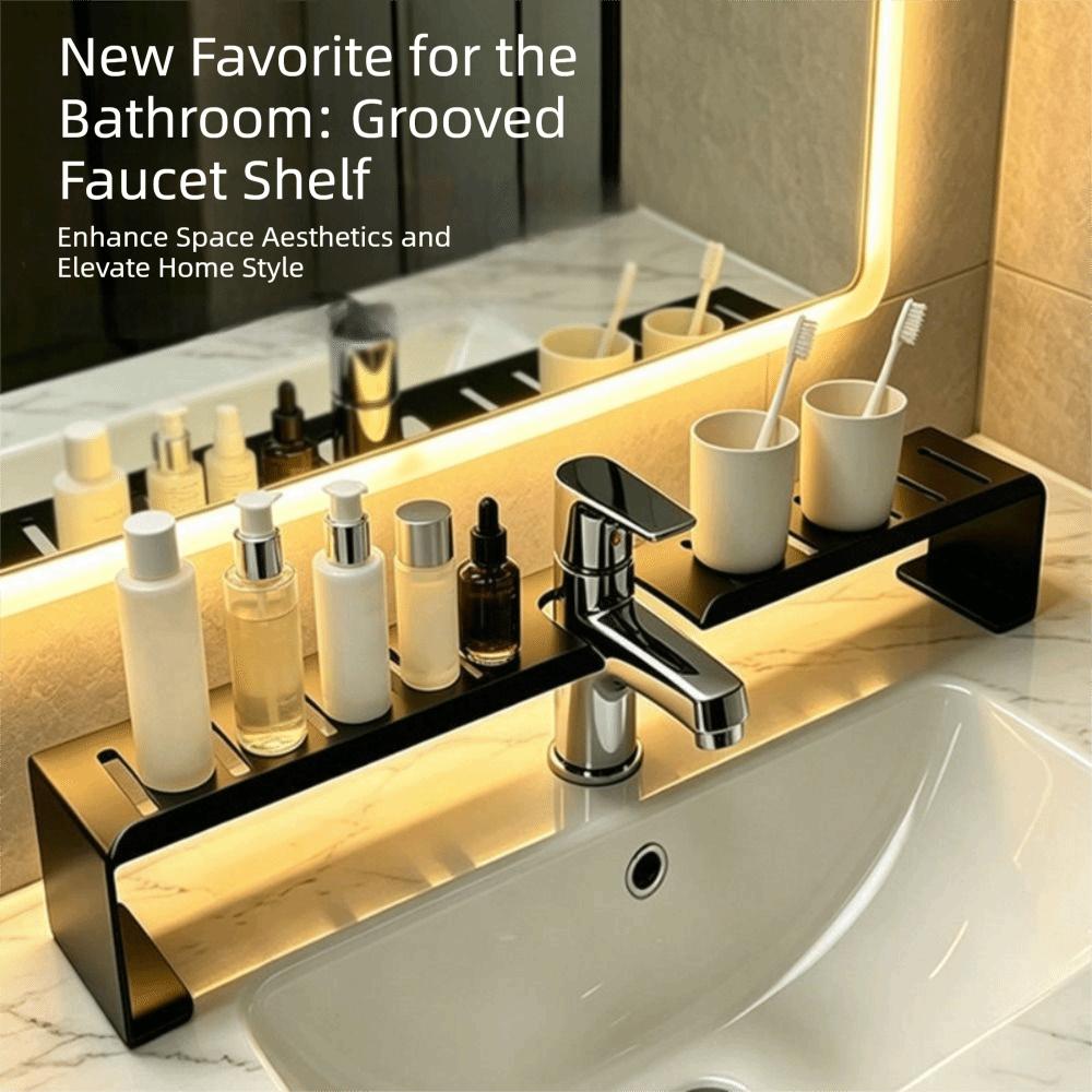 No‑drill /drill‑free Faucet Shelf Vertical Sink Countertop Organizer  Makeup Cosmetic Storage