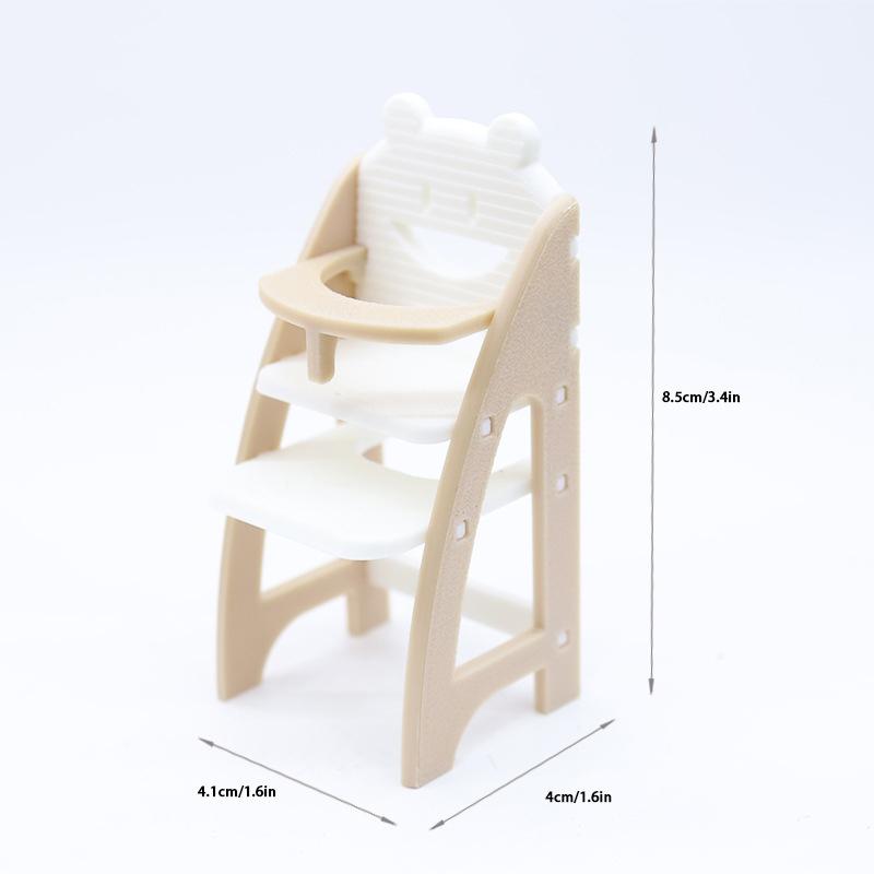 

1/12 Dollhouse Simulation Baby Dining Chair Model Miniature Living Furniture Decoration Children Pretend Play Toys