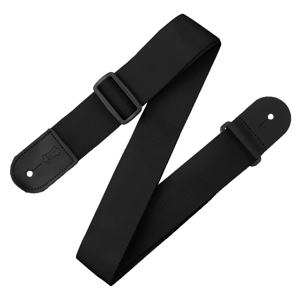 Leathers Polypropylene Guitar Strap with Genuine Leather Ends and Black Levy's 2-inch Tri-Glide Adjustment; (M8POLY-BLK)