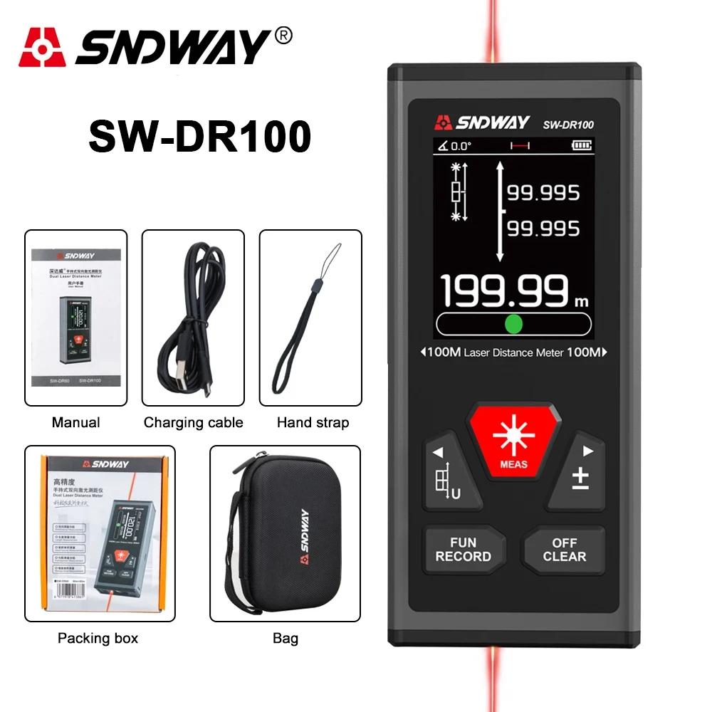 SNDWAY SW DR60 DR100 DG60 DG100 Laser Distance Meter Bidirectional Laser Tape Measure Two Way Electronic Level Range Finder