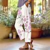 Women's Fashionable Floral Print Straight Leg Pocket Elastic Waist Casual Pants Pants